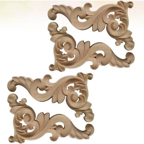 4pcs Carving Wooden Pieces Creative Wood Crafts Home Decor Fashion Wood Chips for Bedroom Kids Room