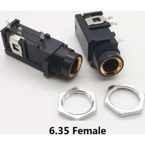 50PCS 6.35mm female seat 6.5 jack Guitar microphone microphone socket PCB panel audio stand straight plug tripod