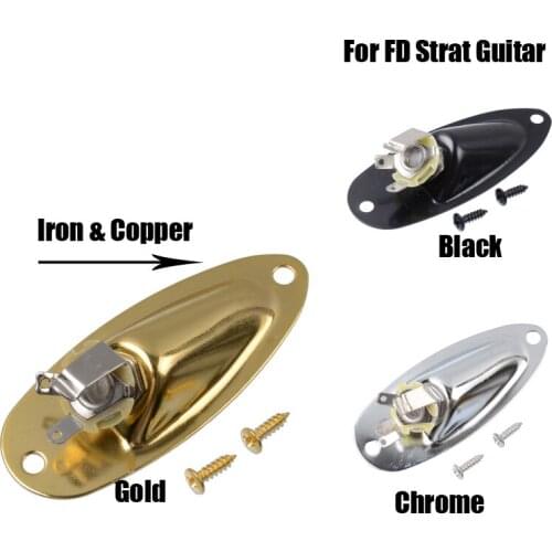 6.35 Electric Bass Guitar Jack 1/4 Output Input Socket With Boat Style Jack Plate with 3 Colors