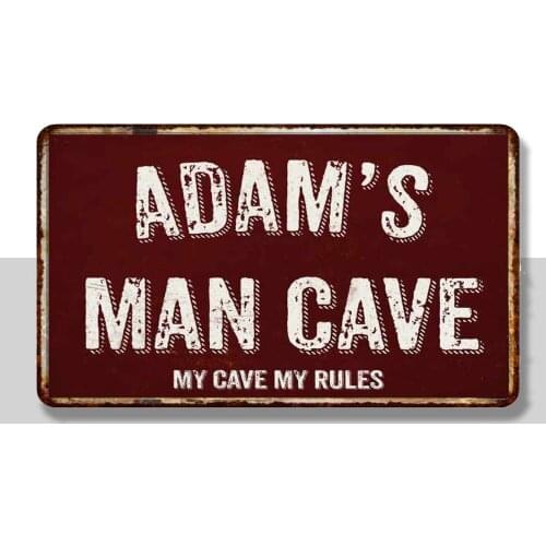 ADAMS Man Cave Red Grunge Personalized Sign Metal Wall Decor