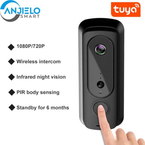 Anjielosmart Tuya Wireless Video Doorbell Wi-Fi Weatherproof Doorbell Camera with Chime Motion Activated Alerts and Night Vision