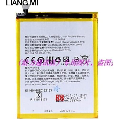 For OPPO A73 Battery BLP631 3115mAh Li-ion Lithium Polymer Cellphone Batteries with Repair Tools