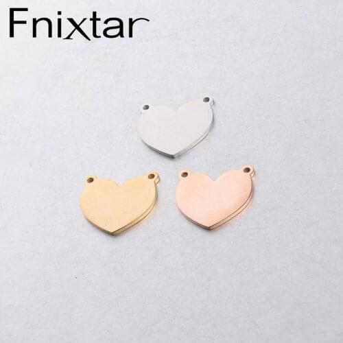 Fnixtar Heart Charms Stainless Steel Mirror Polished Love Heart Charm Connector For Women DIY Jewelry 20.5*19mm 20piece/lot