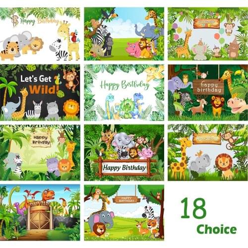 Animal Child 1st Birthday Party Background Ropical Jungle Forest Wild Safari Newborn Baby Shower Photography Backdrop Studio
