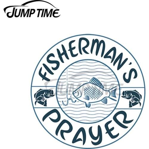 JumpTime 13 x 13cm Fishermans Prayer Car Stickers Vinyl Window Trunk Decal Motorcycle Occlusion Scratch Windshield Decoration