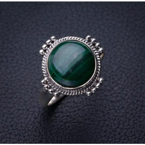 StarGems Natural Malachite Handmade 925 Sterling Silver Ring 8.75 E2982