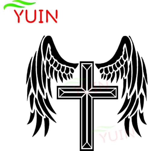The Cross Angel Will Protect You Cool Design Car Sticker Personality PVC Decoration Accessory Cover Scratch Waterproof Decal