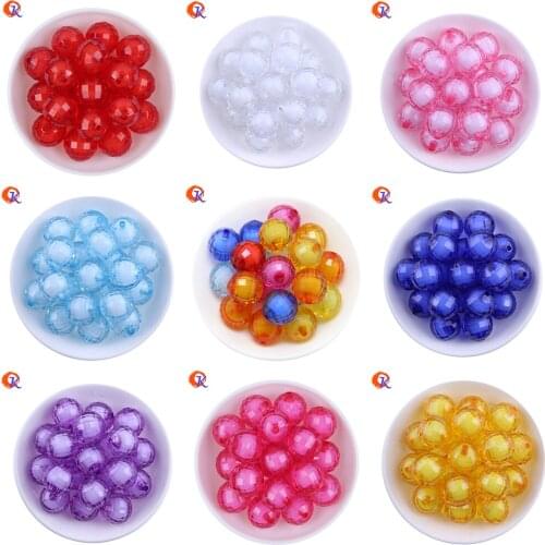 Fashion Jewelry 20MM 100Pcs/Lot Handmade Accessories Mix Color Chunky Beads Acrylic Disco Faceted Bead In Bead For Decoration