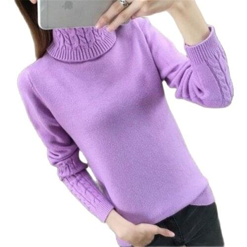 2020 Fashion Knitted Sweater Womens Autumn Winter Clothing Casual Long Sleeve High-necked Knitted Pullovers Tops N1047
