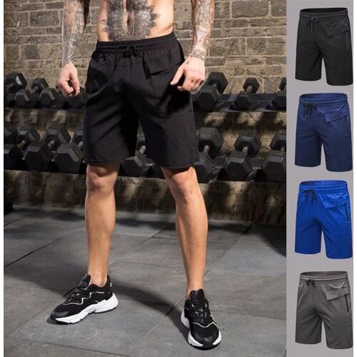 Men Shorts Fitness Training Invisible Zip Pockets Quick-drying Sports Pants Casual Loose Shorts -OPK