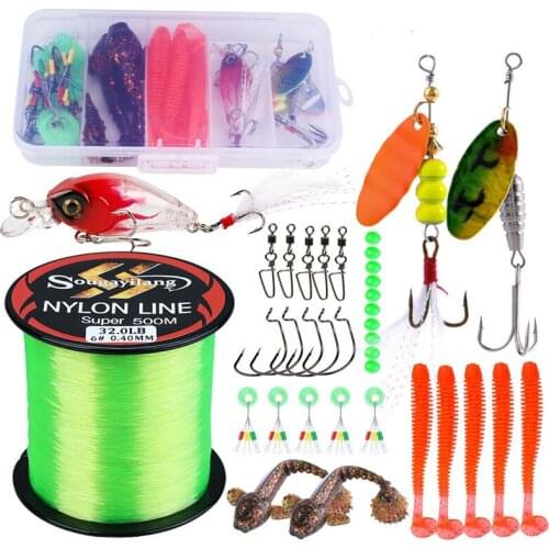 Sougayilang Fishing Tackle Set 500m Nylon Fishing Line and Fishing Lures Fishing Hooks Necessary Accessories for Fishing