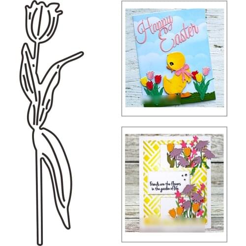 2021 New Plant Tulip Flower Metal Cutting Dies For Mould Cut Paper Craft Embossing Making Greeting Card Scrapbooking No Stamps