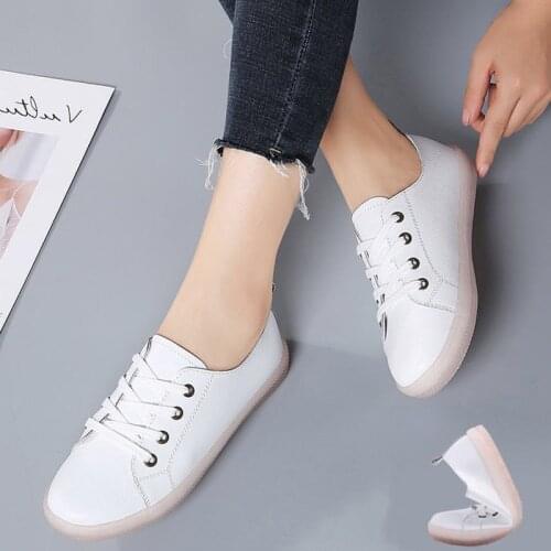 Spring 2021 New Authentic Leather Womens Shoes Fashionable All-Match Sneakers Wear-Resistant Womens Shoes