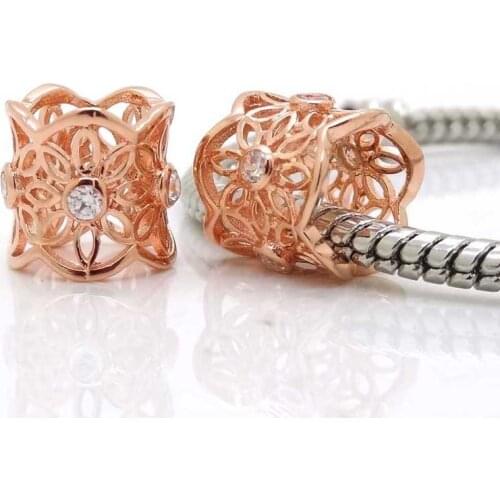 New Arrivals Rose GOLD Drum Shape Follow Out Charm Beads Fit European Pandora Charms Bracelet,free shipping