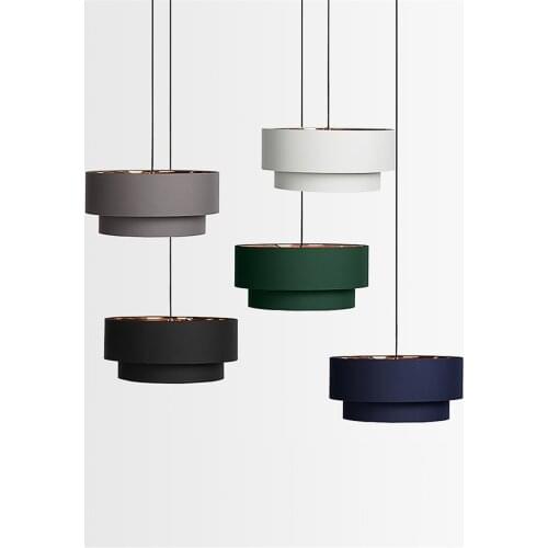 Nordic Fabric Pendant Lights Simple Modern Bedroom Study Restaurant Bar Round Pendant Lamps Home Lighting Multi-color Optional