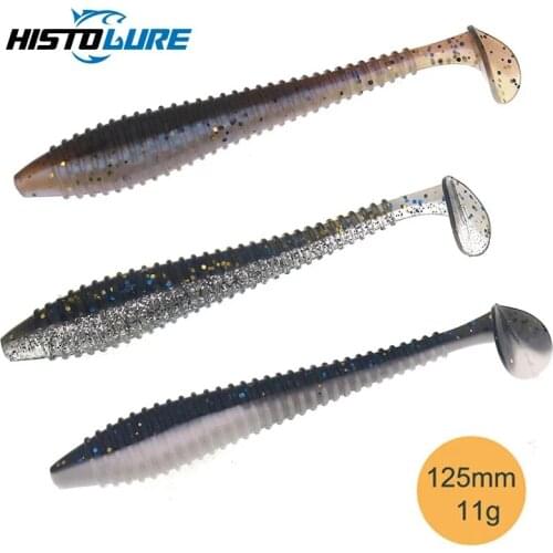 HISTOLURE TTail Fishing Lure 12.5cm 12g Artificial Soft lure worm Silicone Spiral Worms Swimbait Bass Pike Bait 5pcs/bag