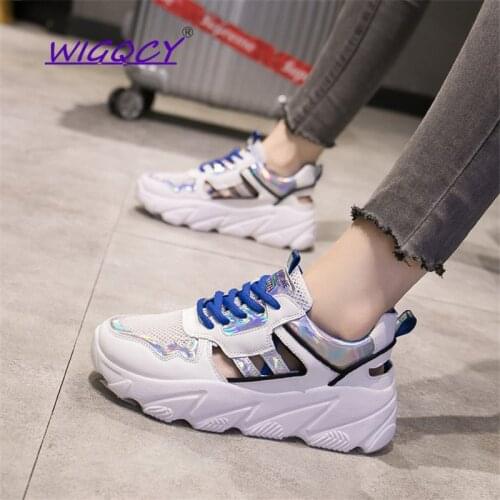 Mesh platform sneakers New Summer shoes women Fashion Colorful Laser Increase within female shoes Hollow Breathable Casual shoes