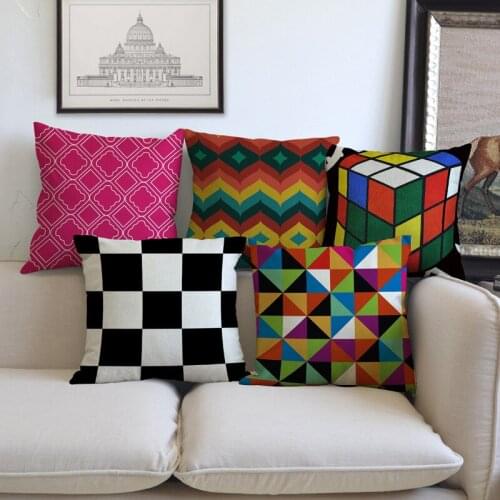 Nordic Vintage Cushion Cover Colorful Plaid Geometric Cushions For Sofa Car Seat Luxury Home Decor Throw Pillow Case 45x45cm