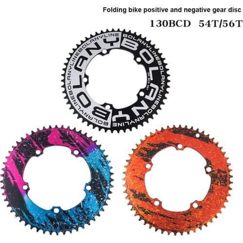 130 BCD BMX Folding Bicycle Chainwheel Ultralight Narrow Width Anti-Hanging Chain Plating Anode 56T/54T Aluminum Alloy 7075