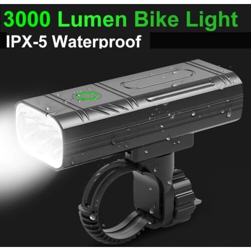 2021 Bike Light Bicycle Led Light 3000 Lumen USB Rechargeable Bike Headlight Waterproof Cycling Flashlight MTB Front Lantern Kit
