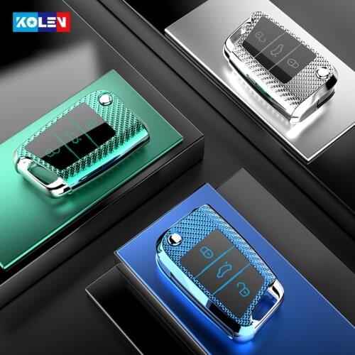 TPU Carbon Car Key Case Cover Shell Fob For Volkswagen VW Golf7 mk7 Seat Ibiza Leon FR 2 Altea Aztec Tiguan For Skoda Octavia