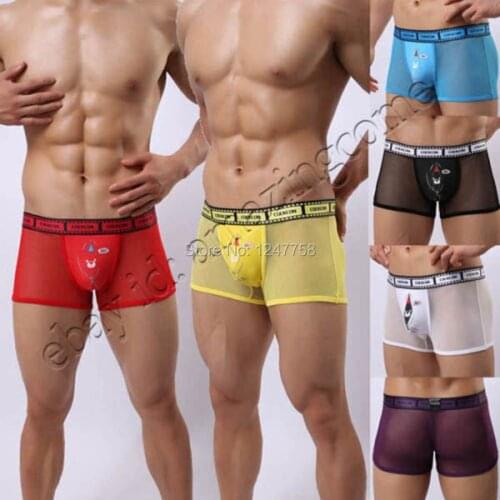3Pcs/Lot Sexy Mens See-through Soft Mesh Cartoon Racoon Pouch Underwear Comfy Videotape Style Belt Boxers