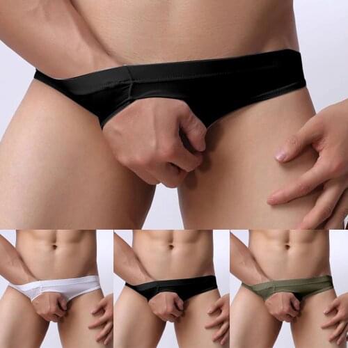 Men Underwear Sexy Elastic Seamless Pouch Briefs Ice Silk Underpants Breathable Briefs Jock Strap U-Bag Panties Comfortable Soft