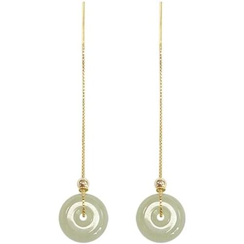 Vintage Hetian Jasper Ear Line Chinese Style Retro Elegant Fresh Minority Design Charm Womens Jewelry Fine Jewelry Gift