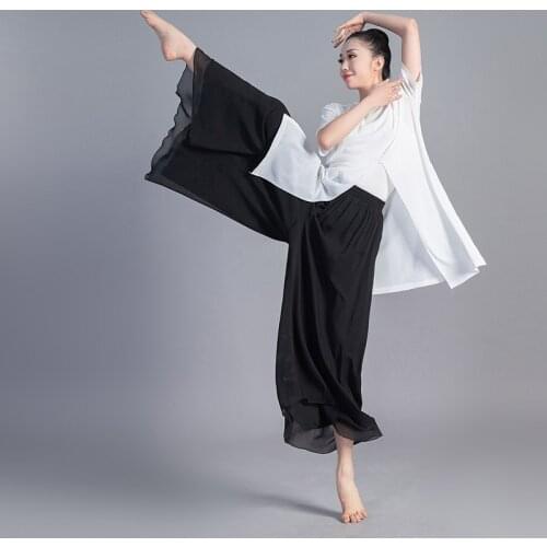 Women Dancing Pant For Women Classical Dance Modern Dance Chinese Folk Dance Practice Loose Pant Long Chiffon Wide Leg Pants