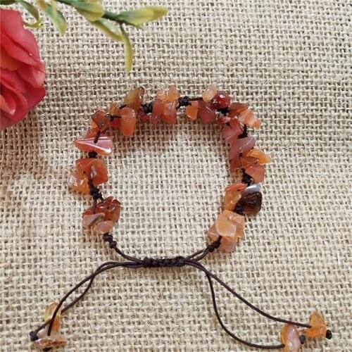 Natural Crushed Stone Chain Stretch Charm Bracelets Bangle For Women Adjustable Beaded Hand Accessories