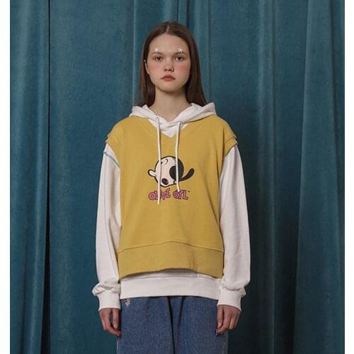 2020 Casual Spring New Women Vest Funny Cartoon Print Pretty Sleeveless V-Neck Yellow Cotton Pullover Top