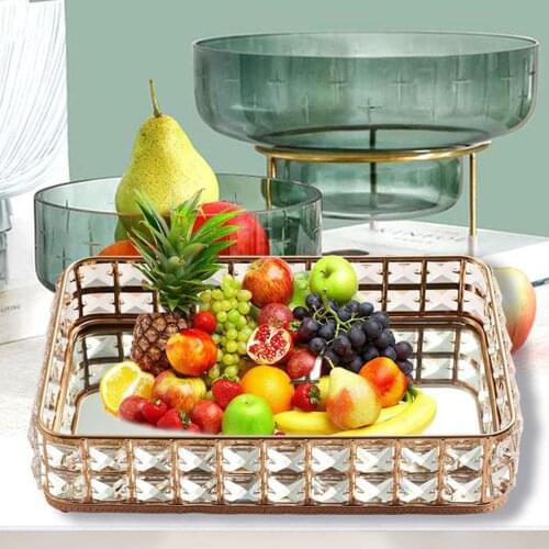 Golden Rhinestone Tray, Serving Tray Can Hold Perfume, Jewelry, Cosmetics