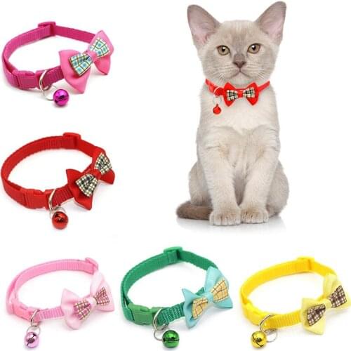 1pc Candy Color Adjustable Kitten Collars Dog Cat Pet Bow Tie Bell Bowknot Collar Necktie Puppy