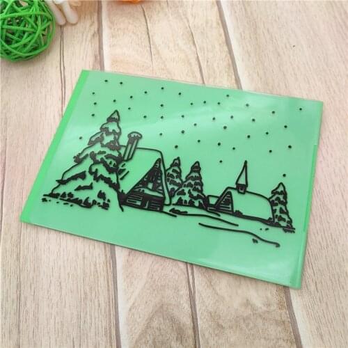 10.6*14.5CM Easter Snow House Plastic Pine Template Craft Card Making Paper Card Album Wedding Decoration Embossing Folders