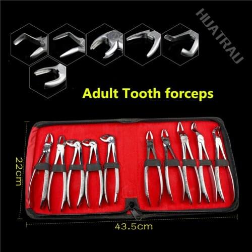 10pcs/set medical Adult Tooth Extracting Forceps Pliers With Toolkit Dental Surgical Extraction Instruments For Dental Clinic
