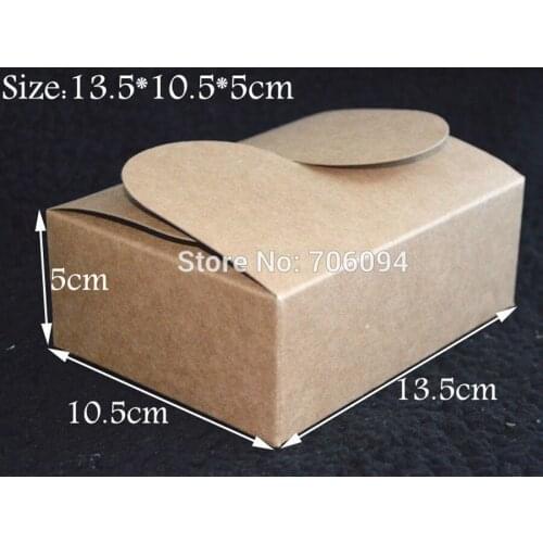 13.5*10.5*5CM,50pcs/lot, Free Shipping Jewerly kraft paper box Brown kraft handmade gift boxes,custom box logo kraft paper box