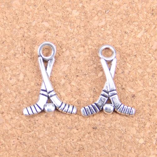 28pcs Charms hockey club 16x23mm Antique Pendants,Vintage Tibetan Silver Jewelry,DIY for bracelet necklace