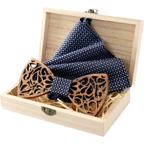 2019 Wooden Bow Tie Set Handkerchief Bowtie Necktie Cravate Homme Noeud Papillon Corbatas Hombre Pajarita Gift for Men