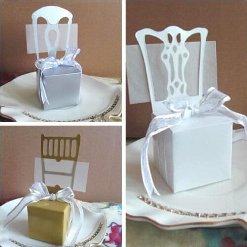 50 Pieces/Lot) Event and Party Guest name holder of chair favor box for wedding gift box and Bridal shower Party box gift