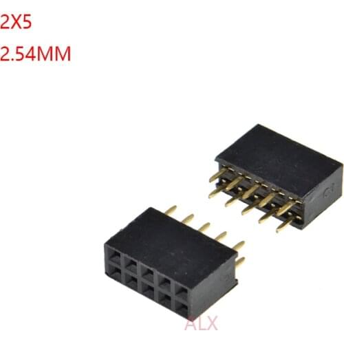 50PCS 2X5 PIN Double row Straight FEMALE PIN HEADER 2.54MM PITCH Strip Connector Socket 2*5 5p 5 PIN 5PIN FOR PCB BOARD
