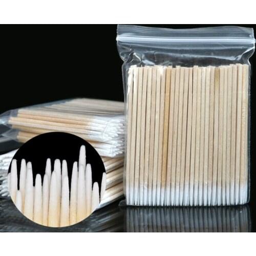 500pcs Disposable Ultra-small Cotton Swab Lint Free Micro Brushes Wood Cotton Buds Swabs Eyelash Extension Glue Removing Tools