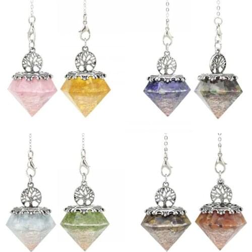 7 Chakra Crystal Dowsing Pendulum Necklace Tree of Life Pendant for Dowsing Healing Scrying Divination Meditation Reiki Jewelry