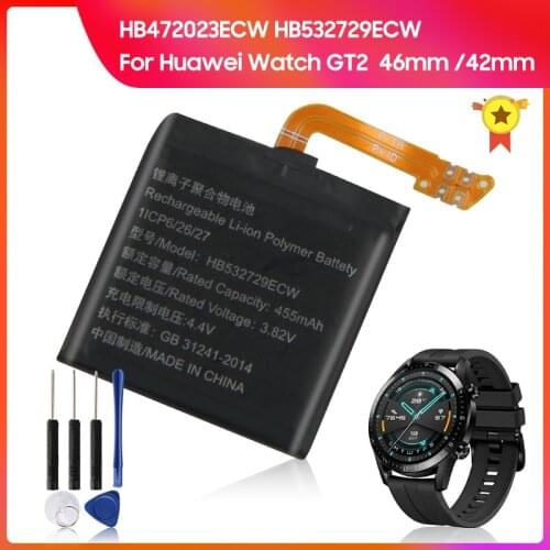 Authentic Replacement Battery HB532729ECW for Huawei Watch GT2 GT 2 46MM Original HB472023ECW for Huawei WATCH 2 GT2 42MM +tools