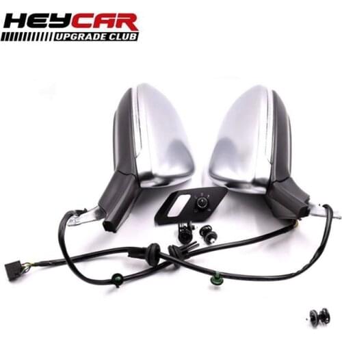 For VW Golf 7 MK7 VII AUTO folding electric folding mirror GLASSES with Chrome aluminum Satin finish Silver Cover