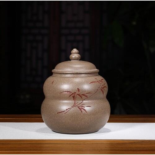Purple sand tea pot cylinder tea cake tea pot large five loaves of bread is carved special new products on the market