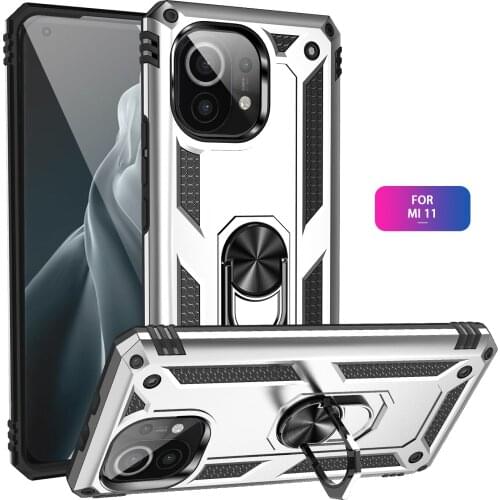 For Xiaomi Mi 11 Case for Xiaomi Mi11 Armor Shockproof Rugged Military Protective Magnet Holder Ring Case Cover