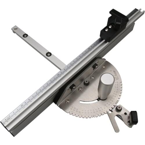 Woodworking 450mm Fence Set And Table Saw Miter Gauge with Track Stop Sawing Assembly Aluminium Alloy Ruler Carpentry DIY Tools