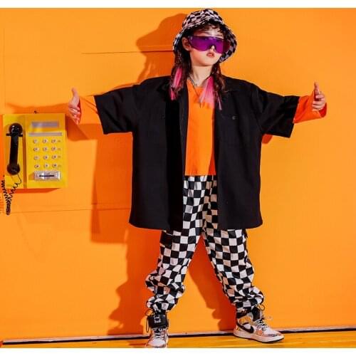 ChildrenS Hip-Hop Dance Costumes For Kids Loose Girl Jazz Dance Costume Hiphop Suit Street Wear Performance Clothes DQS5362