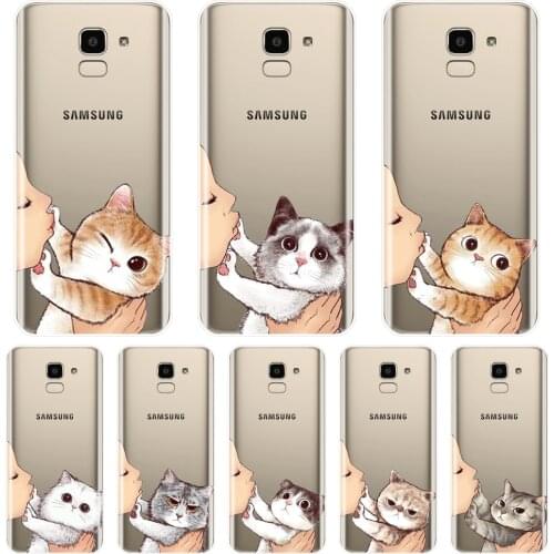 For Samsung Galaxy J3 J5 J7 2015 2016 2017 J4 J6 J8 Plus 2018 Phone Case Silicone Kiss Cat Back Cover For Samsung J2 J5 J7 Prime