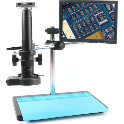 HDMI USB 37MP 1080P Microscope Camera Industrial Digital Video Recorder 180X/300X Lens 10.1" LCD For Phone PCB Repair Soldering